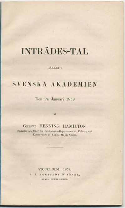 Inträdes-tal hållet i Svenska akademien den 24…