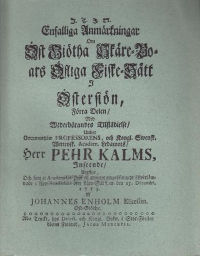 Enfalliga Anmärkningar om Öst Giötha Skäre-Boars…