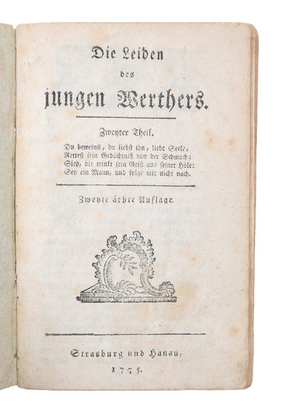 Die Leiden des jungen Werthers. Zweynte ächte Auflage. 2 parts. - [THE MAIN WORK OF THE STURM UND DRANG-ERA. - THE WORLD'S FIRST CULT BOOK] (photo 5)