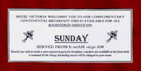 image of Hotel Victoria (New York City) Laminated Sunday Breakfast Voucher. Ephemera