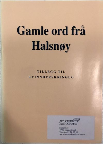 Gamle ord frå Halsnøy. Tillegg til…