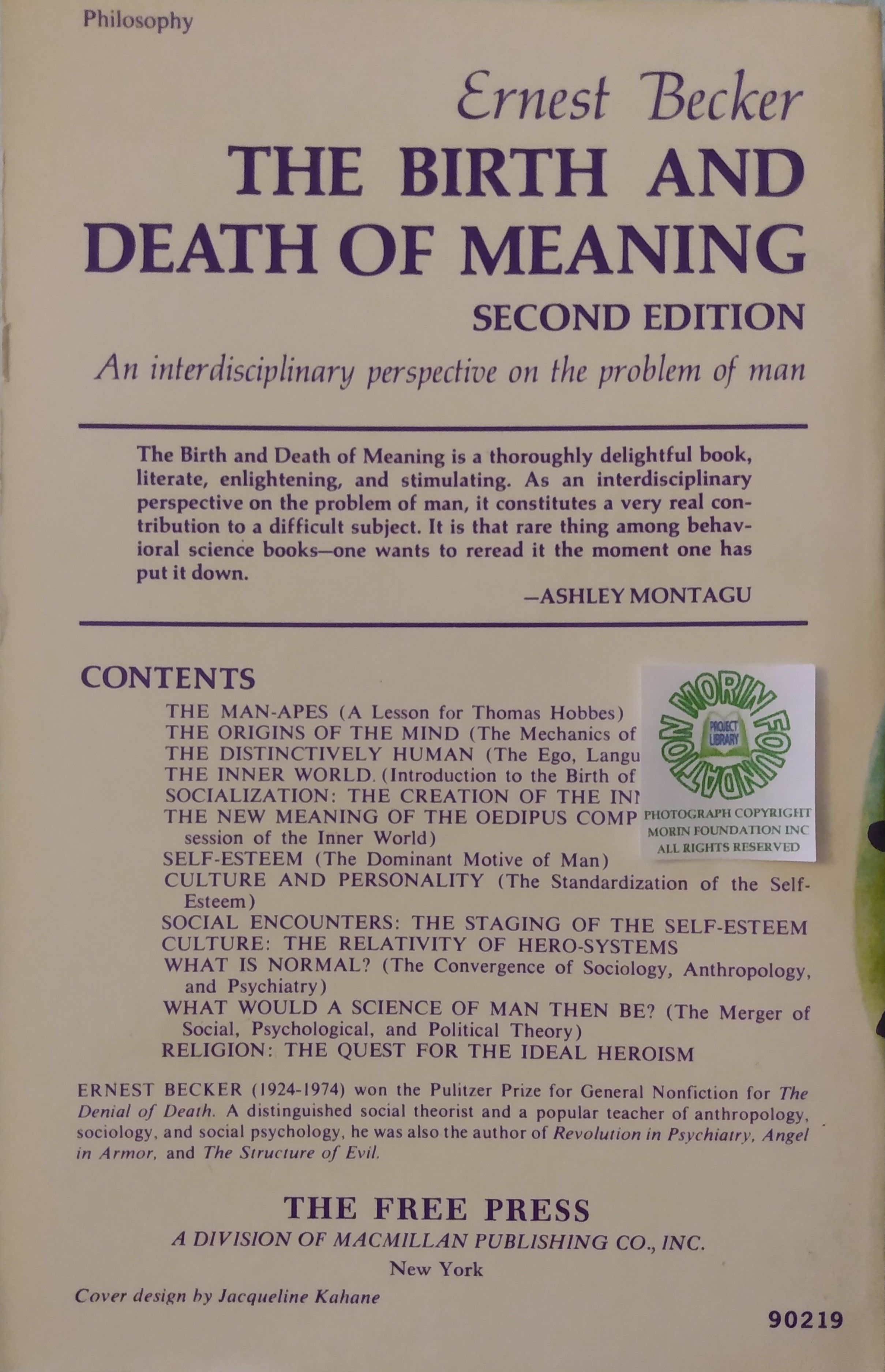The Birth and Death of Meaning An Interdisciplinary Perspective on the Problem of Man by Ernest The Birth and Death of Meaning An Interdisciplinary Perspective on the Problem of Man by Ernest