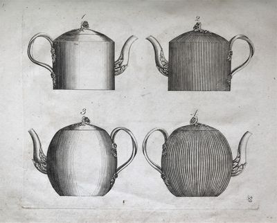Designs of Sundry Articles of Queen's or Cream-colour'd Earthen-Ware, manufactured by Hartley, Greens, and Co. at Leeds Pottery: with a great variety of other articles. The same enamel'd, Printed or Ornamented with Gold to any Pattern; also with Coats of Arms, Cyphers, Landscapes, &c. &c. / Abrisse von verschiedenen Artickeln vom Koniginnen oder gleben Stein-Gute... / Desseins de divers articles de Poteries de la Reine en Couleur de Creme ..