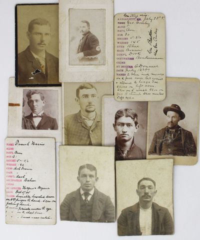 [Group of Ten Small Mugshot Photographs or Studio Shots of Criminals in Kansas]