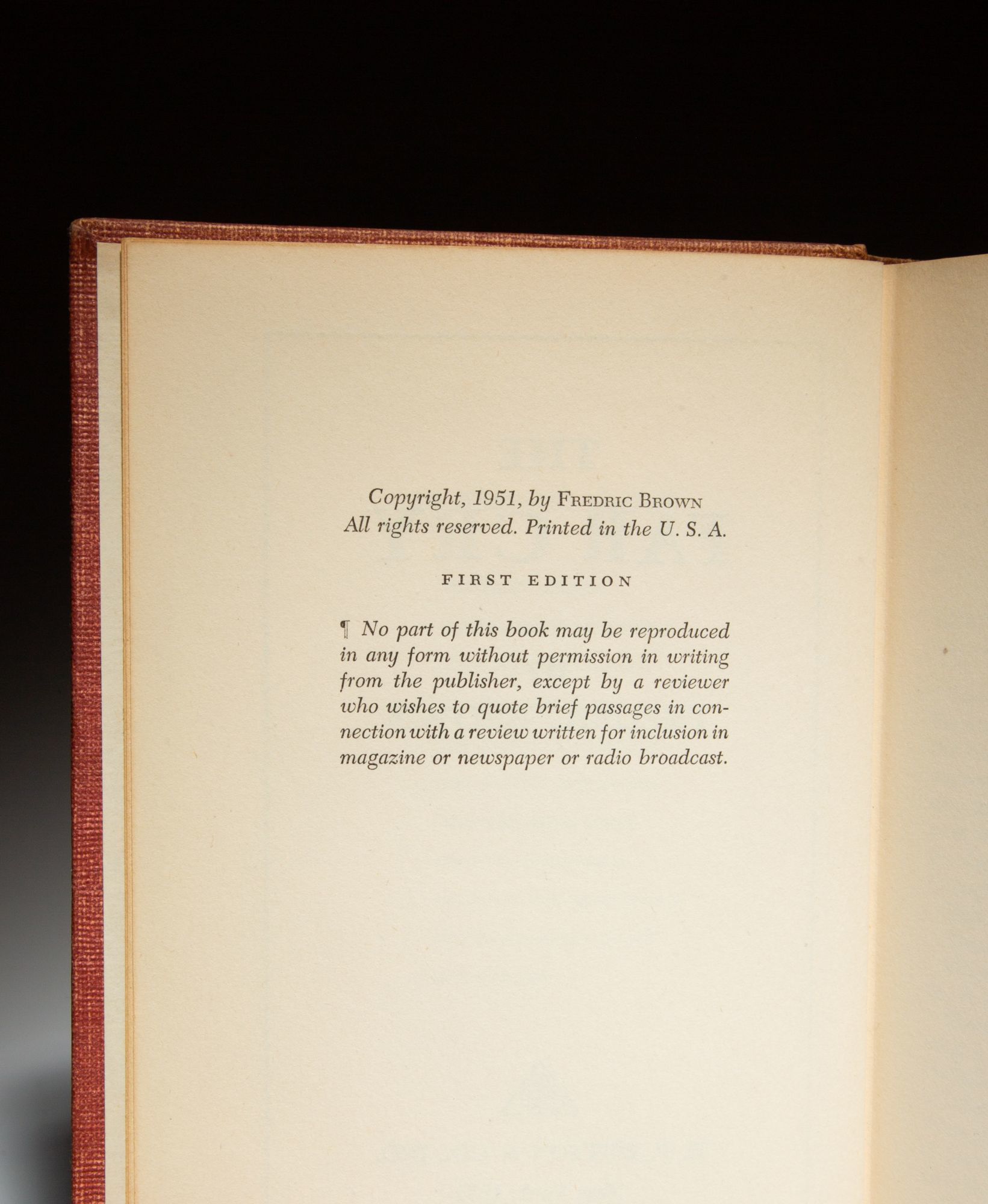 The Far Cry By Fredric Brown First Edition 1951 From The First Edition Rare Books Llc Sku