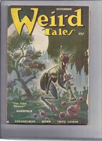 cover of Canadian issue Weird Tales Pulp ( Magazine ) November 1950 ( Dead Man; Third Shadow; Body-Snatchers; Grotesquerie; Something Old; Invisible Reweaver; Blue Peter; They Worked the Oracle; The Haunted; Weirdisms )( Canada )