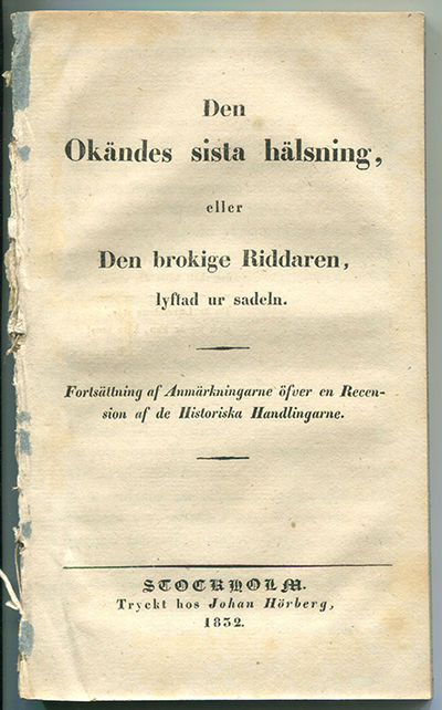 Den okändes sista hälsning, eller den brokige…