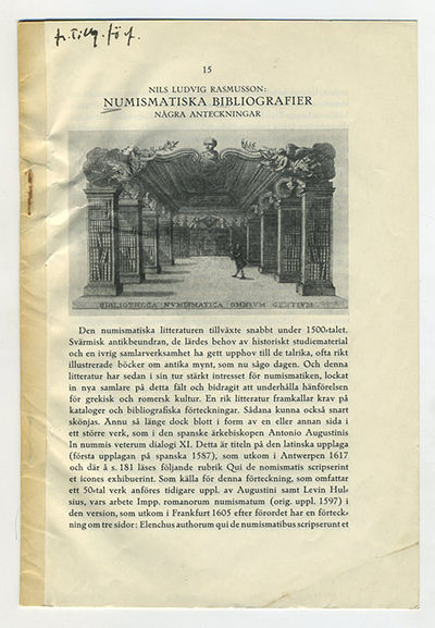 Numismatiska bibliografier. Några anteckningar.…