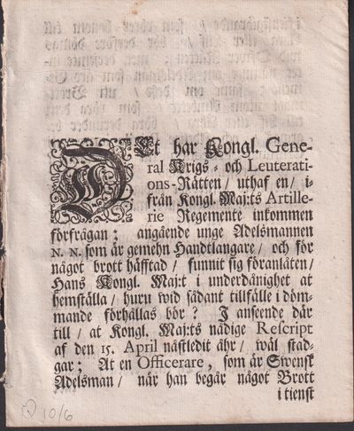 Det har Kongl. General krigs- och…