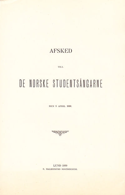 Afsked till de norske studentsångarne den 5 april…
