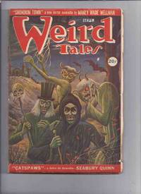 cover of Canadian issue Weird Tales Pulp ( Magazine ) September 1946 (Shonokin Town; Catspaws; The Night; The Wings; Man Who Told the Truth; Cinnabar Redhead; Ghost; Once There Was an Elephant; The Shingler; For Love of a Phantom; Nixie's Pool, etc )( Canada )