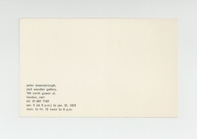 Exhibition postcard: peter downsbrough… (5-31 January 1973)