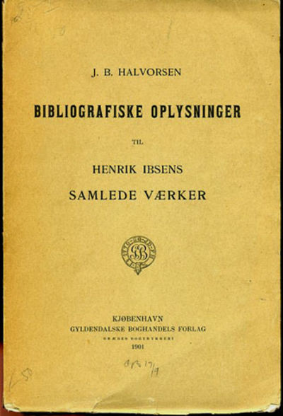 Bibliografiske oplysninger til Henrik Ibsens…