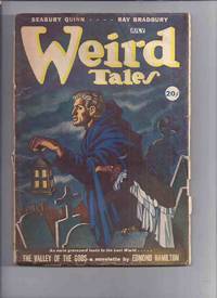 cover of Canadian issue Weird Tales Pulp ( Magazine ) July 1946 ( Valley of the Gods; Three in Chains; Midnight; Man in Purple; Rain Rain go Away; Smiling People; Dweller in Darkness; Silver Highway)( Canada )