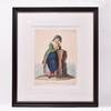 Watercolour "Isle of Procida" Lady laeaning against a rock in native costume