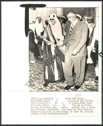 Arab Summit Conference Photograph of Naser and King of Saudi Arabia 1960'