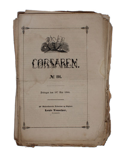 Corsaren. Nr. 111, 112, 114 + 117-193 (men ikke nr. 129, 136, 149, 151, 160, 173, 175, 176, 179, 185, 192) (trykt fra dec. 1842 - maj 1844) + Nr. 215, 217-18, 226, 234-38, 240, 249-51, 256-60, 262-64, 266-68, 280-83, 295-301, 303-4, 309. (photo 2)