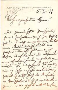 Autograph letter signed; "H Vaihinger," to a "Sehr geehrter Herr," January 6,...