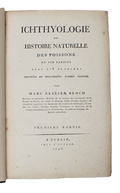 Ichthyologie ou Histoire Naturelle des Poissons. En Six Parties avec 216 Planches dessinées et enluminées d'après Nature. - [FIRST 8VO-EDITION OF BLOCH'S MAGNIFICENT ICHTHYOLOGY] (photo 9)