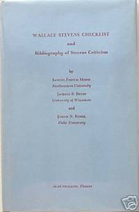 cover of Wallace Stevens Checklist and Bibliography of Stevens Criticism