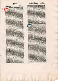 image of THE BOOK OF ISAIAH. A LEAF FROM A BIBLIA LATINA, PRINTED BY ANTON KOBERGER IN NUREMBERG IN 1479.