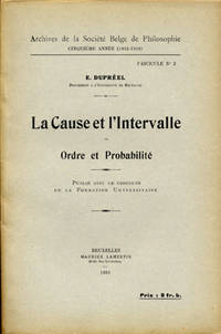 La cause et l´intervalle ou ordre et probabilité.…