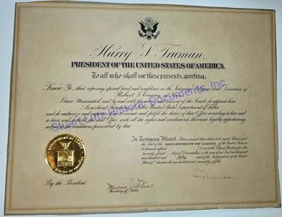 President Truman Appoints The Future PGA Director, Robert Creasey, As Assistant Secretary Of Labor