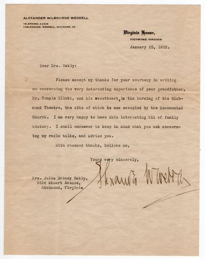 [TLS] ALEXANDER WEDDELL TO A RICHMOND LADY