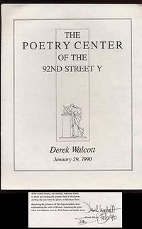 Program for The Poetry Center of the 92nd Street Y. by Derek WALCOTT - Signed - 1990 - from Between the Covers- Rare Books, Inc. ABAA (SKU: 70471)