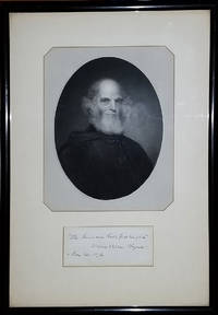 Signed Portrait, William Cullen Bryant with line of verse from 'A Forest Hymn'