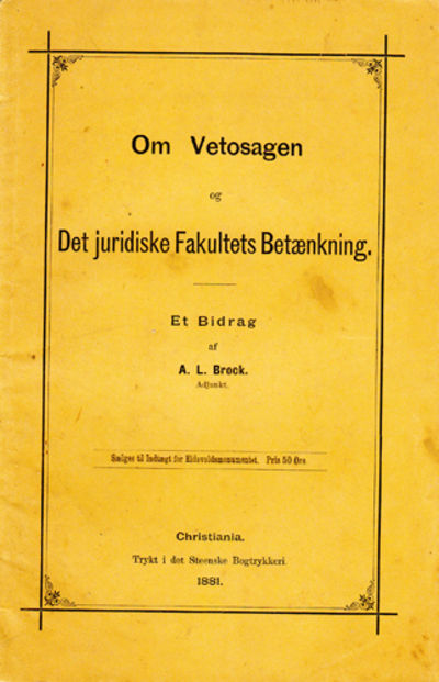Om Vetosagen og Det juridiske Fakultets…