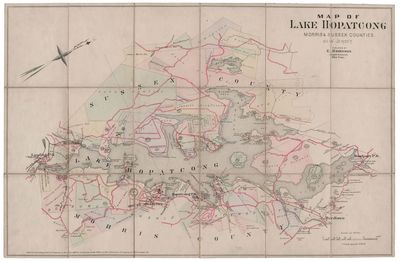 Map of Lake Hopatcong. Morris and Sussex Counties. New Jersey