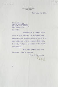 Typed Letter Signed, on Otto H. Kahn's Stationery, to The Secretary, Cercles des Annales