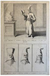Grand prêtre des Gaures ou Perses devant le feu ayant à la main son rituel.