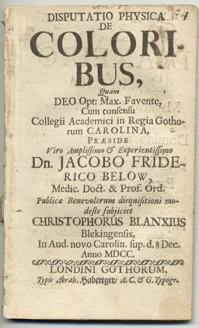 Disputatio physica de coloribus. A.a.