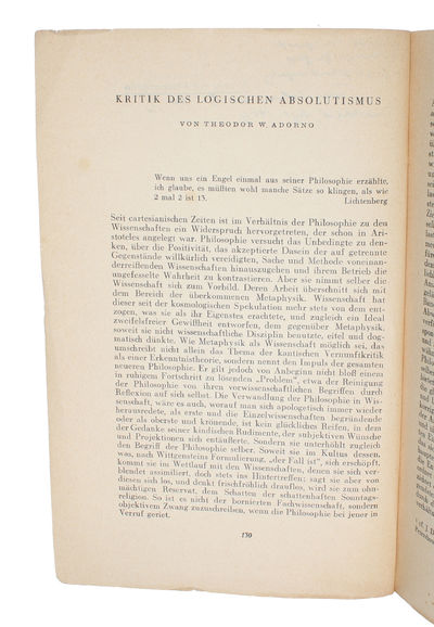 Kritik des logischen Absolutismus. - [THE CRITIQUE OF LOGICAL ABSOLUTISM - PRESENTATION-COPY] (photo 2)
