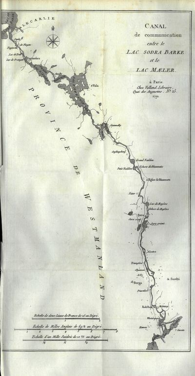 Nouveau voyage en Danemarck, Suède, Russie, Pologne, Et dans le Jutland, la Norwege, la Livonie, le Duché de Curlande et la Prusse. Traduit de l'Anglais, de (...). Deux Parties in 8vo, ornées de deux cartes et d'une figure. I-II (i ett). (photo 2)