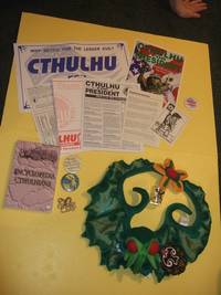 CTHULHU GROUPING: Encyclopedia Cthulhiana  / Cthulhu for President 1992 / Cthulhu Christmas Wreath / Cthulhu Shotglass  &amp; Pinback Buttons ( ( H P Lovecraft / Cthulhu Mythos related) book includes: History of the Necronomicon ) by Harms, Daniel / Chaosium ( H P Lovecraft related) - 1994