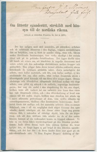 Om litterär eganderätt, särskildt med hänsyn till…