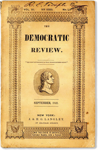 New York: J. & H. G. Langley, 1842. First Edition. First Printing. Octavo (24cm). Tan printed paper ...