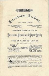 Ebell International Academy - Statement and Proposed Plan European Travel and Object Study of the fourth Class of Ladies