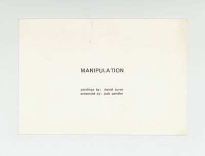 Exhibition postcard: MANIPULATION, paintings by: daniel buren / presented by: jack wendler (9-30 March 1973)