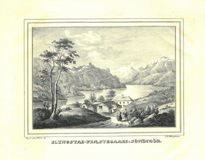 Slyngstad-Præstegaard i Söndmör. Tegnet paa Steen…