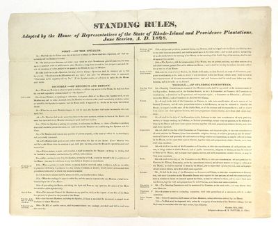 Standing Rules, adopted by the House of Representatives of the State of Rhode-Island ... June Session, A.D. 1828