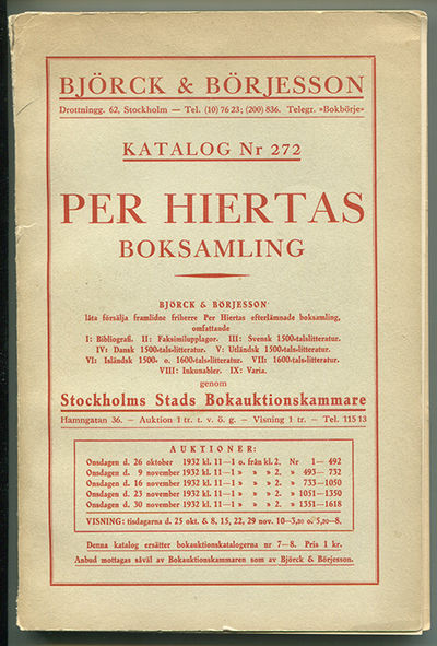 Björck & Börjesson. Katalog 272. Per Hiertas…