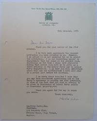 Typed Letter Signed on "House of Commons" letterhead