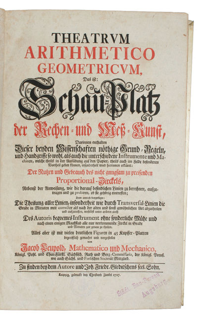 Theatrum arithmetico geometricum, das ist: Schau-Platz der Rechen- und Mess-Kunst, ... [With:] Theatri machinarum supplementum das ist: Zusatz zum Schau-Platz der Machinen und Instrumenten, ... - [THE ART OF CALCULATION AND MEASUREMENT] (photo 4)