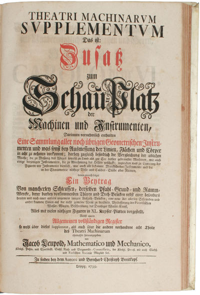 Theatrum arithmetico geometricum, das ist: Schau-Platz der Rechen- und Mess-Kunst, ... [With:] Theatri machinarum supplementum das ist: Zusatz zum Schau-Platz der Machinen und Instrumenten, ... - [THE ART OF CALCULATION AND MEASUREMENT] (photo 5)