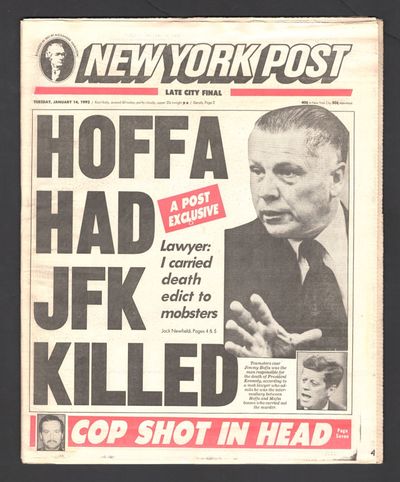 New York Post - January 14, 1992 ["Hoffa Had JFK Killed" headline]