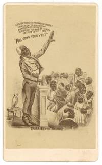 [Carte de visite photograph]: "Trubble in de Church" (Photograph of an African-American caricature)